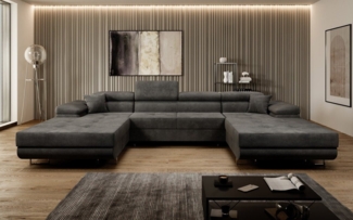 Luxusbetten24 Schlafsofa Designer Sofa Calvera U in Cord, mit Stauraum und Schlaffunktion