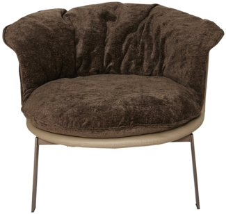 Signature 'BOB' Beigefarbener Vinylsessel mit braunem abnehmbarem Sitz - L83 cm - Braun