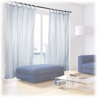 Relaxdays 8x Vorhang mit Schlaufen, Polyester silber, 245x140 cm