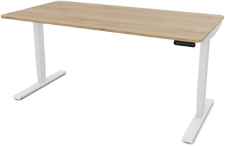 ASSMANN Elektrisch höhenverstellbarer Schreibtisch Y-Line Curved 160x70 cm Eiche Natura Signalweiß Metall Holz