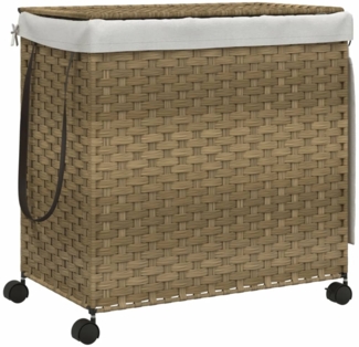 vidaXL Wäschekorb mit Rollen 60x35x60,5 cm Rattan 372039