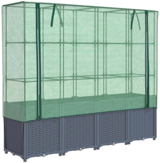 vidaXL Hochbeet mit Gewächshaus-Aufsatz Rattan-Optik 160x40x153 cm 4015831