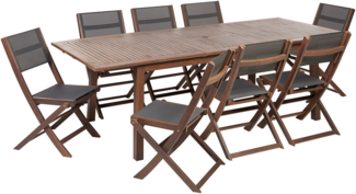 Essgruppe für 8 Personen CESANA Akazienholz 180 240x100x75 cm Dunkler Holzfarbton