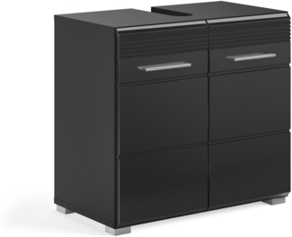 Waschbeckenunterschrank Linus - Schwarz / Schwarz Hochglanz
