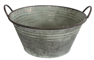 colourliving Blumentopf Pflanztopf Zinktopf Old Green 41cm Ø rund (1 St), langlebig, dekorativ, handbemalt