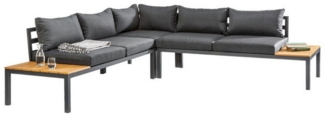 riess-ambiente Sitzgruppe MIAMI LOUNGE 240cm anthrazit/natur/grau · wetterfeste Gartenmöbel, (Einzelartikel, 1-tlg), Aluminium · Outdoor-Loungemöbel für Terrasse & Balkon · inkl. Kissen