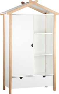 Kleiderschrank Hausform 1 Tür 3 offene Fächer 1 Schublade Kinderzimmer Kinderzimmerschrank Art. 46 1870 x 510 x 1120
