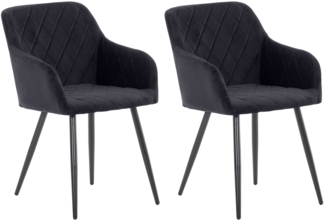 CLP 2er Set Esszimmerstuhl Shila,schwarz Samt