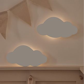 Lights4fun LED Wandleuchte 2er Set LED Wolke Nachtlicht wiederaufladbar mit Fernbedienung
