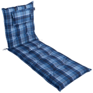 LILENO HOME Liegenauflage perfekt für Strandliegen, Sonnenliege Auflage, Gartenliege Auflage, (1er Set), Polsterauflage Karo Blau, Auflagen für Gartenliegen