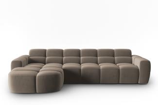 Micadoni Ecksofa Lisa 4-Sitzer Links Samtstoff Hellbraun