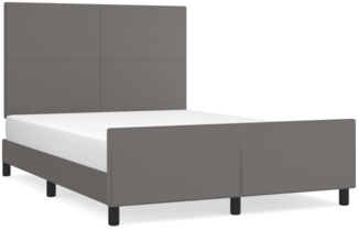 Doppelbett, Polsterbett mit Kopfteil Kunstleder Grau 140x200 cm