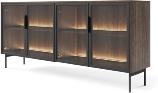 Selsey 'Lumi' Sideboard 4-türig mit Glasfronten und LED, Eiche Dunin, 181 cm