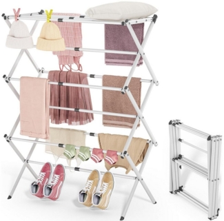 OSTWOLKE Wäscheständer Standtrockner klappbar & ausziehbar 6 Etagen mit 11 Stangen, Breite von 43- 75 cm