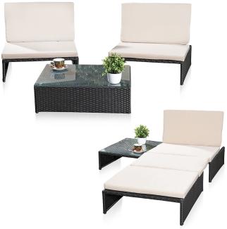 Gartenmöbel Sessel Sitzgruppe Polyrattan Loungegarnitur Essgruppe schwarz