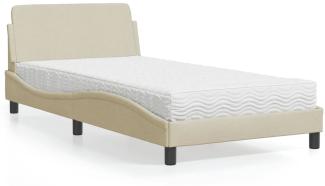 vidaXL Bett mit Matratze Creme 100x200 cm Stoff 3208349