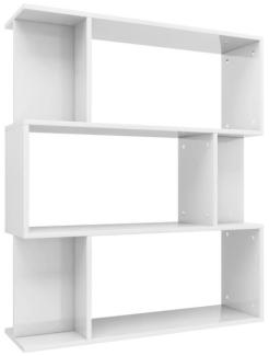 vidaXL Bücherregal/Raumteiler Hochglanz-Weiß 80x24x96 cm 800087