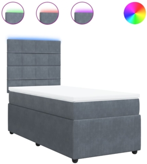 vidaXL Boxspringbett mit Matratze Dunkelgrau 80x200 cm Samt 3294491