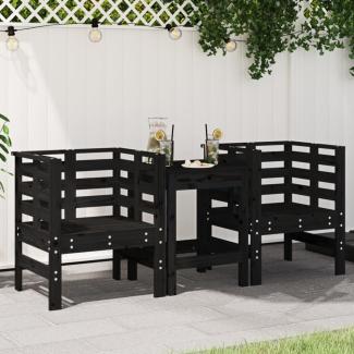 vidaXL Gartenstühle 2 Stk. Schwarz 61,5 x 53 x 71 cm Massivholz Kiefer