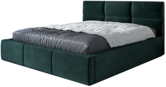 Polsterbett EMILI-OM 120x200 mit Bettkasten und Lattenrost. Farbe: Dunkelgrun 10
