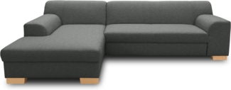 DOMO. collection Ecksofa Tinos, Couch in L-Form, Holz-Beine aus Buche mit Filzgleitern, Sofa, Polsterecke, Eckcouch, Polstergarnitur 273 x 157 x 74 cm (BxTxH), dunkelgrau