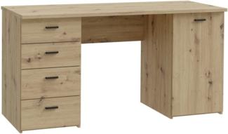 FORTE Schreibtisch Goldsboro, mit 4 Schubladen, Soft-Close, Metallgriffe in schwarz, Breite 145 cm