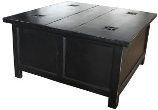 Casa Padrino aufklappbarer Couchtisch in Schwarz - 85,5 cm x 85,5 cm x H45 cm - Landhausstil