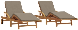 vidaXL Sonnenliege 2 pcs Taupe 200 x 67 x 84cm Massivholz Akazie 3325179