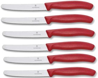 Victorinox | Tafelmesser Set | 6er Set | Swiss Classic | roter Griff | ideal für den täglichen Gebrauch | spülmaschinengeeignet | hochqualitative Klinge