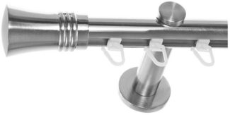 BASIT Gardinenstange Innenlauf Edelstahloptik 20mm mit Wandträgern 120 cm E86, Ø 20 mm, 1-läufig, verschraubt, Aluminium, H30 120 cm E86 Knauf