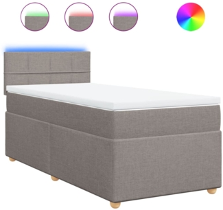 vidaXL Boxspringbett mit Matratze Taupe 90x200 cm Stoff 3288867