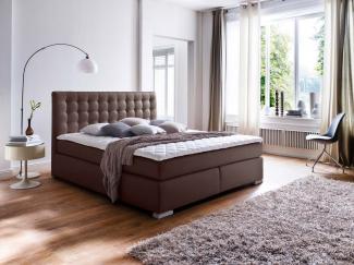 Boxspringbett Lenno - Kunstleder Braun H2&H3 160x200 cm