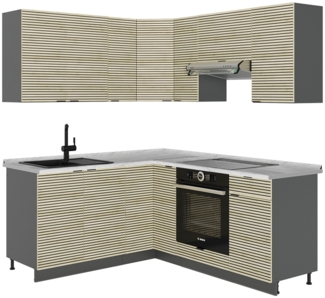 Küchenschränke Fame-Line Eiche Paneel/Anthrazit 190 x 46 cm ohne Arbeitsplatte Vicco