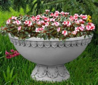 Casa Padrino Barock Garten Deko Blumentopf Grau Ø 60 x H. 35 cm - Runder Pflanzentopf im Barockstil - Barock Garten Deko - Barock Terrassen Deko - Barock Deko Accessoires