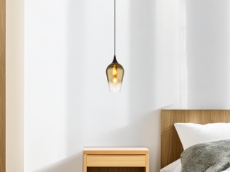 Kleine LED Pendelleuchte 1-flammig Glas Lampenschirm Gold, Ø 18cm