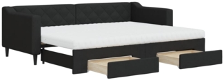 vidaXL Tagesbett Ausziehbar mit Schubladen Schwarz 80x200 cm Stoff 3197477