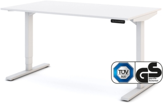 ASSMANN Elektrisch höhenverstellbarer Schreibtisch Y-Line 140x80cm Signalweiß Signalweiß Metall Holz Melaminoberfläche