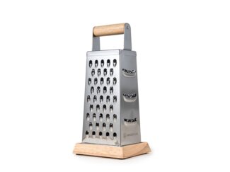Hanseküche Küchenreibe Premium Reibe aus Edelstahl mit Holzboden, Edelstahl, (Edelstahl Reibe, 1-St, inkl. Holzboden), Modernes Design, Langlebig und robust