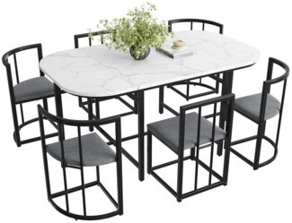 Gotagee Essgruppe Esszimmertisch-Set(7-tlg) Esstisch 80 x 140cm mit 6 Stühlen Sitzgruppe