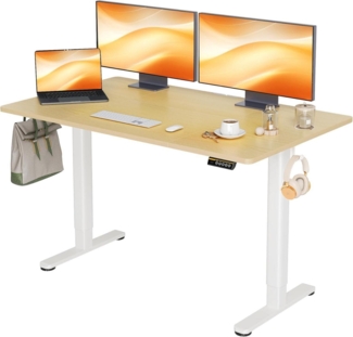 CLAIKS Elektrischer Schreibtisch Höhenverstellbar 140×70cm Beige