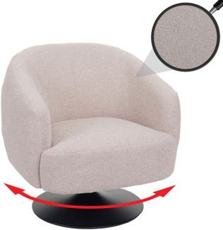 Lounge-Sessel HWC-J76, Cocktailsessel Sessel drehbar, Bouclé Stoff Metall ~ creme-beige