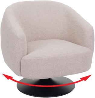 Lounge-Sessel HWC-J76, Cocktailsessel Sessel drehbar, Bouclé Stoff Metall ~ creme-beige