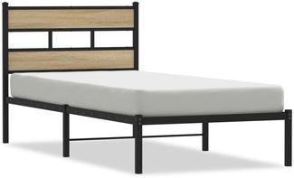 vidaXL Metallbett ohne Matratze Sonoma-Eiche 100x190 cm 4017096