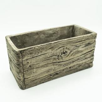 Pflanztopf „WOODY“ Zement rechteckig braun grau Holzoptik 23x11x11cm