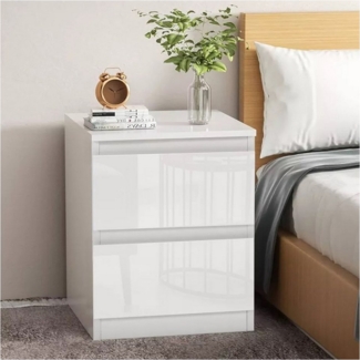 HTI-Living Nachtkommode Nachtschrank Kenji Hochglanz Weiß (Stück, 1 St, 1 Nachtschrank), Nachtkommode 2 Schubladen