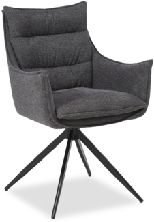 Esszimmerstuhl Drehbar Polsterstuhl mit Armlehne Stoff Anthrazit Drehstuhl Esszimmer Sessel Modern Armlehnenstuhl