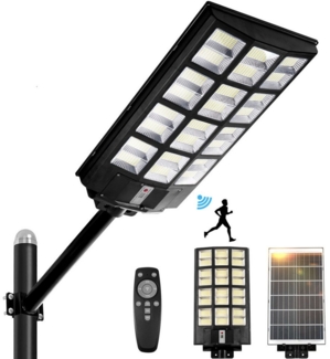LMaxhome LED Solarleuchte Solar Straßenleuchte mit Bewegungsmelder, IP65 wasserdicht für Außen, 1152LEDs - 80000lm, LED fest integriert, Tageslichtweiß, Dämmerung zu Morgendämmerung, Groß Wandleuchte für Hof, Garage