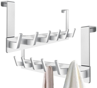 SURFOU Türhaken Kleiderhaken Tür 2er-Türhaken zum Einhängen Ohne bohren Handtuchhalter, (Rostfreiem Aluminiumlegierung badezimmer zubehör für 2 cm dicke Türen, 40*14cm tür organizer, 2-St, Tragkraft max. 10 kg, hängeaufbewahrung jackenhalter tür schwar...