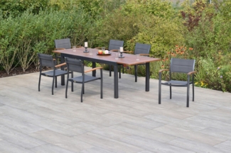 MERXX Garten-Essgruppe »Paxos«, (Set, 7-tlg, Gepadded, pulverbeschichtetes Aluminiumgestell), Ausziehtisch: LxB: 180-250 x 100 cm