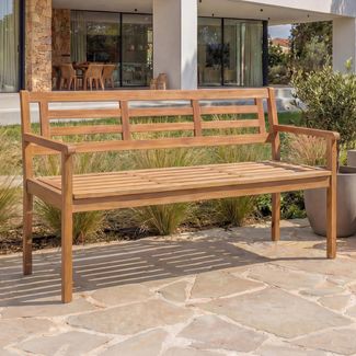 Gartenbank HWC-N47, Sitzbank Parkbank Holzbank, Massiv-Holz Akazie MVG-zertifiziert ~ ohne Kissen